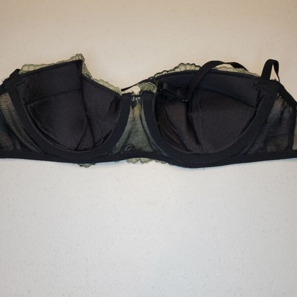 FREDERICK'S of Hollywood Green and Black Underwire Halter Bra Women's Medium Y2K - Picture 7 of 11